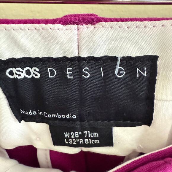 ASOS Design Dress Pants Women SZ 28" X 32" Magenta Orchid Career Work Slacks - Picture 3 of 6